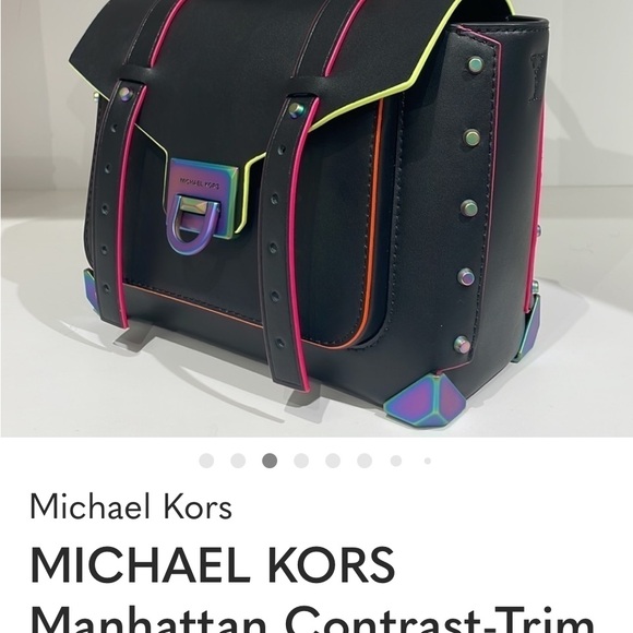 Michael Kors Black Satchel with Orange Handle with matching crossbody strap - Picture 6 of 7